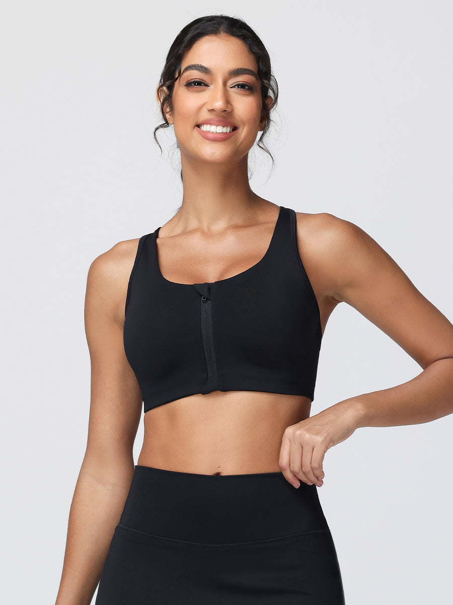 zip front sports bra