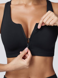 zip front sports bra