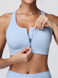 zip front sports bra