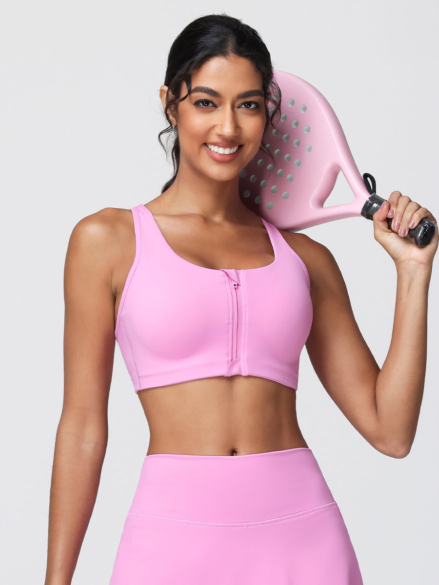 zip front sports bra