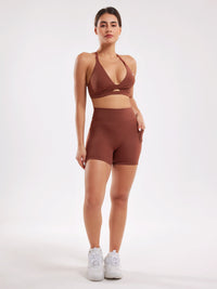 Women's Gym Active Wear Set - Brown