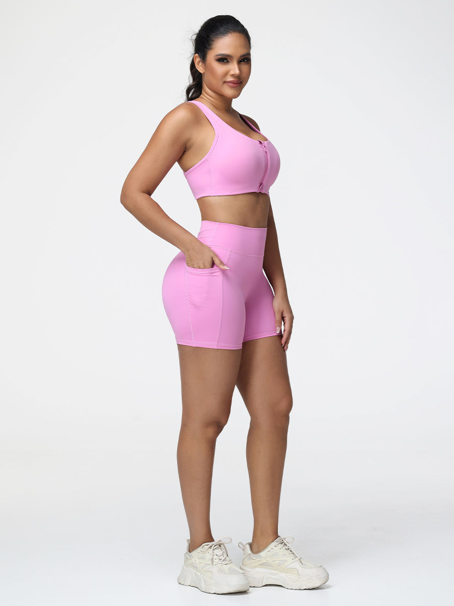 matching sports bra and shorts set