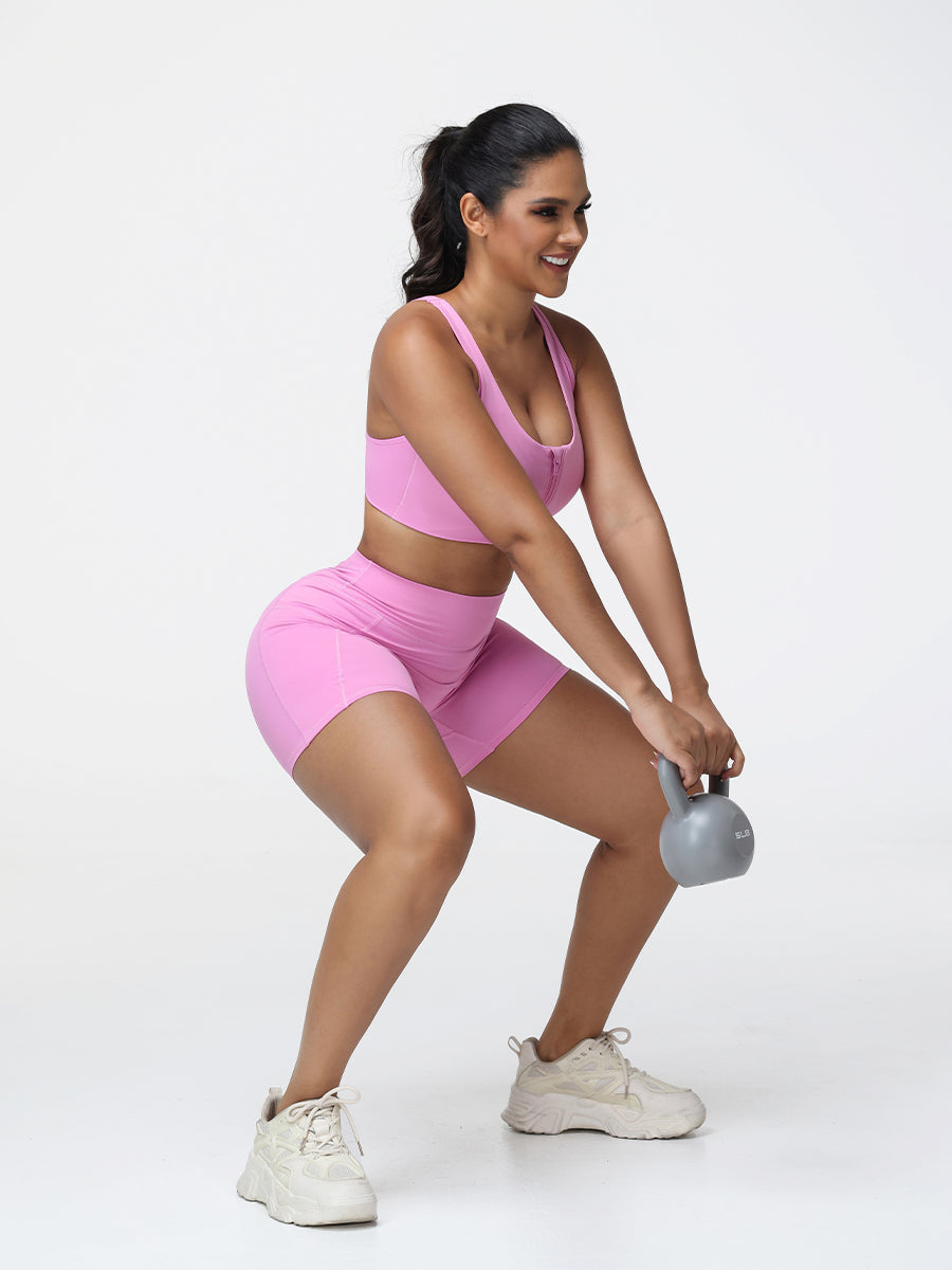 matching sports bra and shorts set