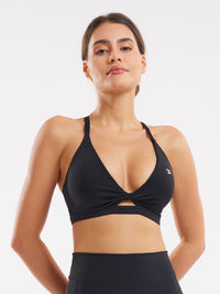 Adjustable Strap Sports Bra - Black