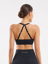Adjustable Strap Sports Bra - Black