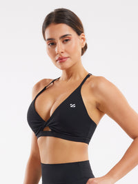 Adjustable Strap Sports Bra - Black