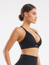 Adjustable Strap Sports Bra - Black