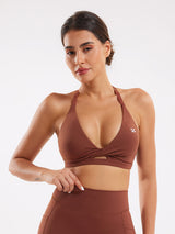 Adjustable Strap Sports Bra - Brown