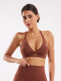 Adjustable Strap Sports Bra - Brown