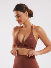 Adjustable Strap Sports Bra - Brown