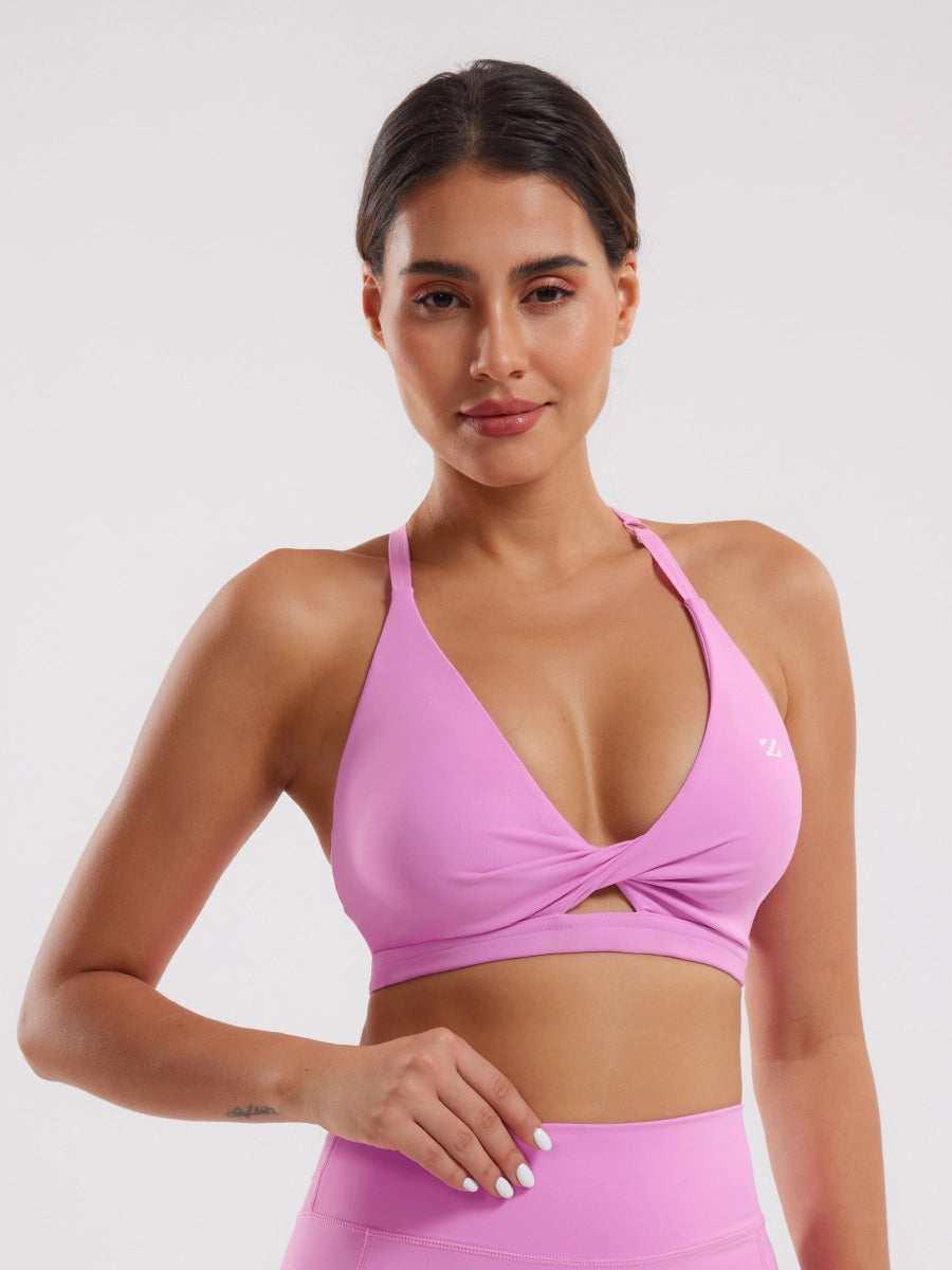 Adjustable Strap Sports Bra - Pink