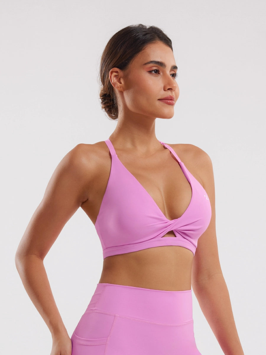 Adjustable Strap Sports Bra - Pink
