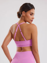 Adjustable Strap Sports Bra - Pink
