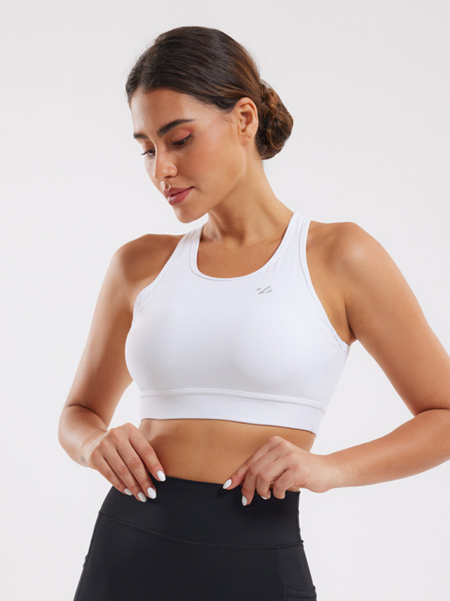 Backless Sports Bra - Cut Out, White