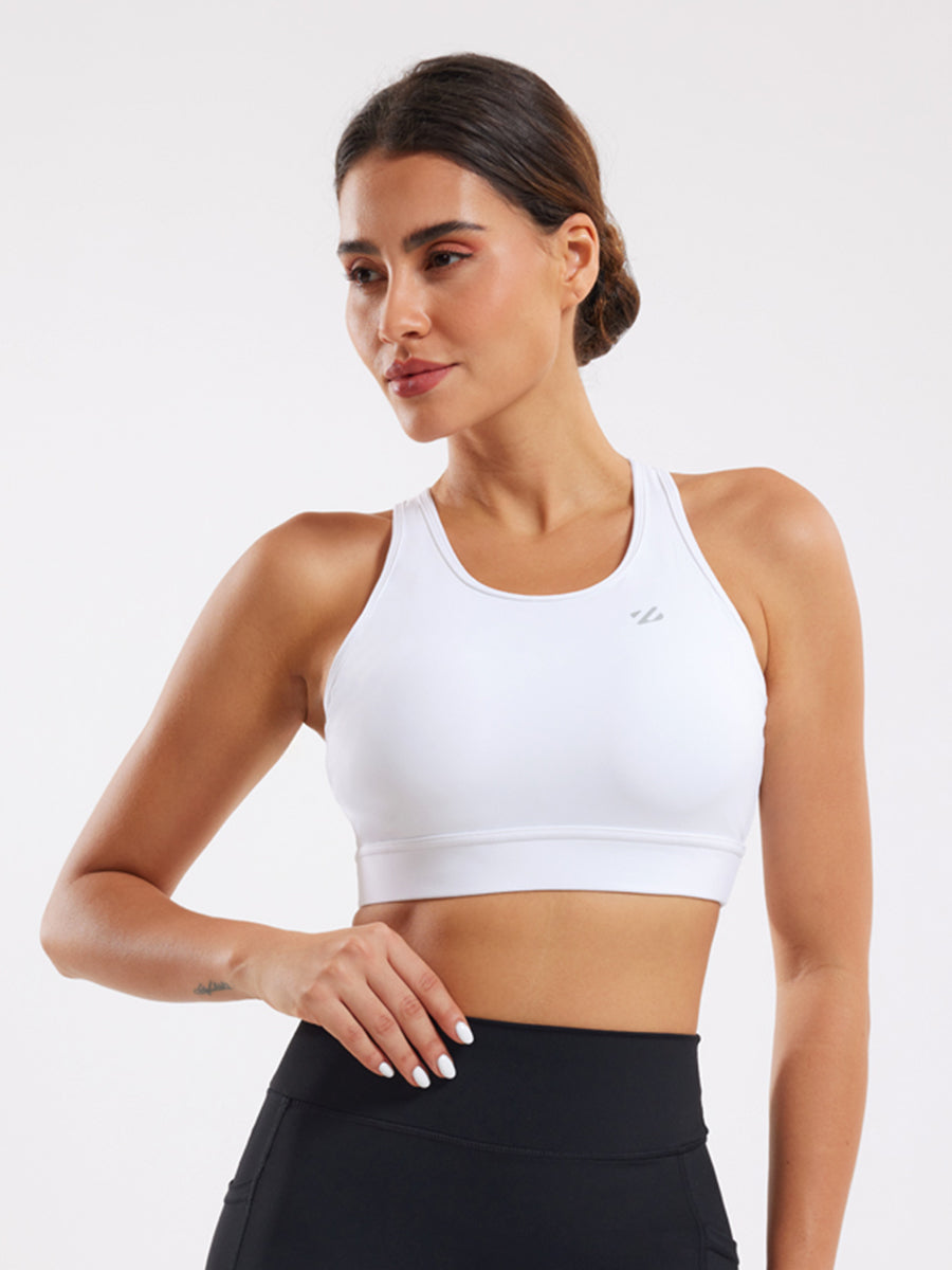 Backless Sports Bra - Cut Out, White