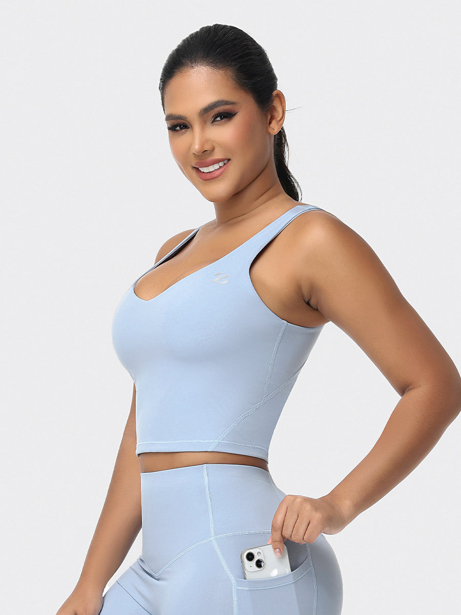 longline sports bra blue