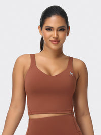 longline sports bra brown
