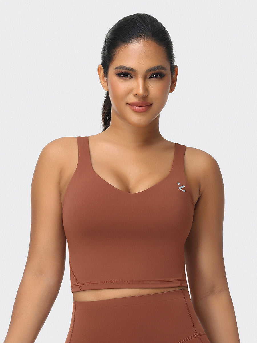 longline sports bra brown