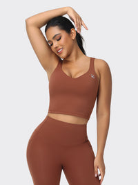 longline sports bra brown