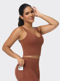 longline sports bra brown