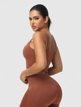 longline sports bra brown