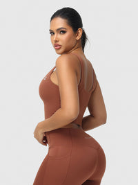 longline sports bra brown