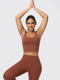 longline sports bra brown
