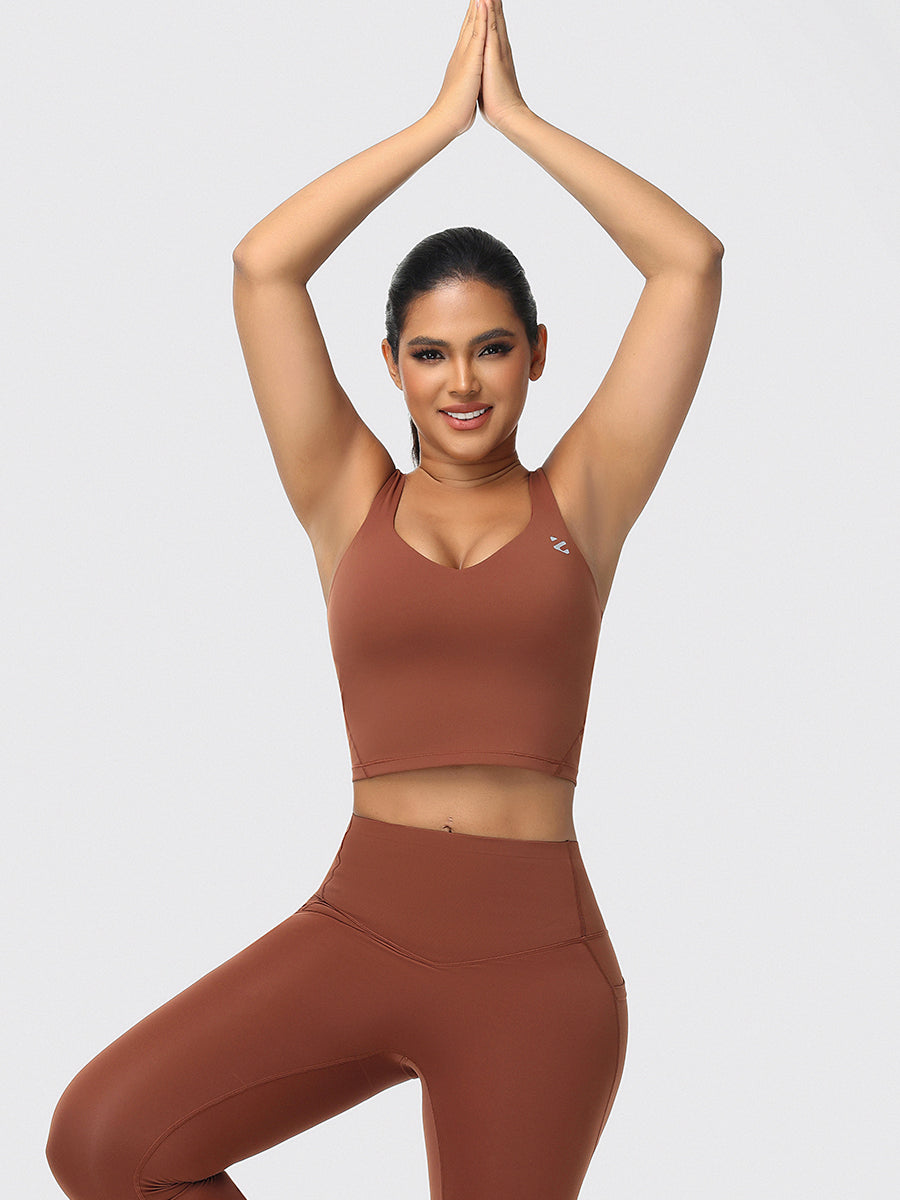 longline sports bra brown