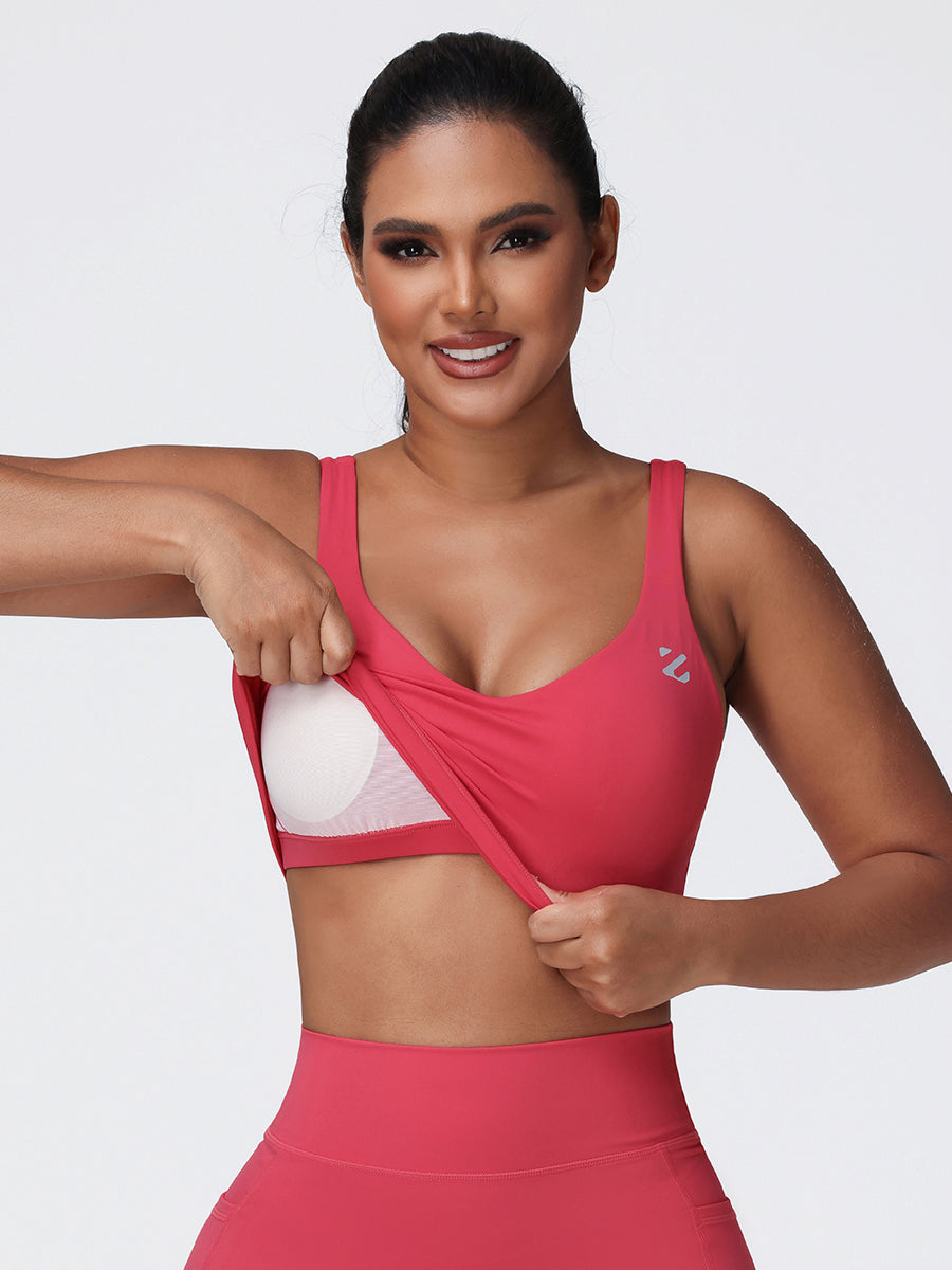 red sports bra