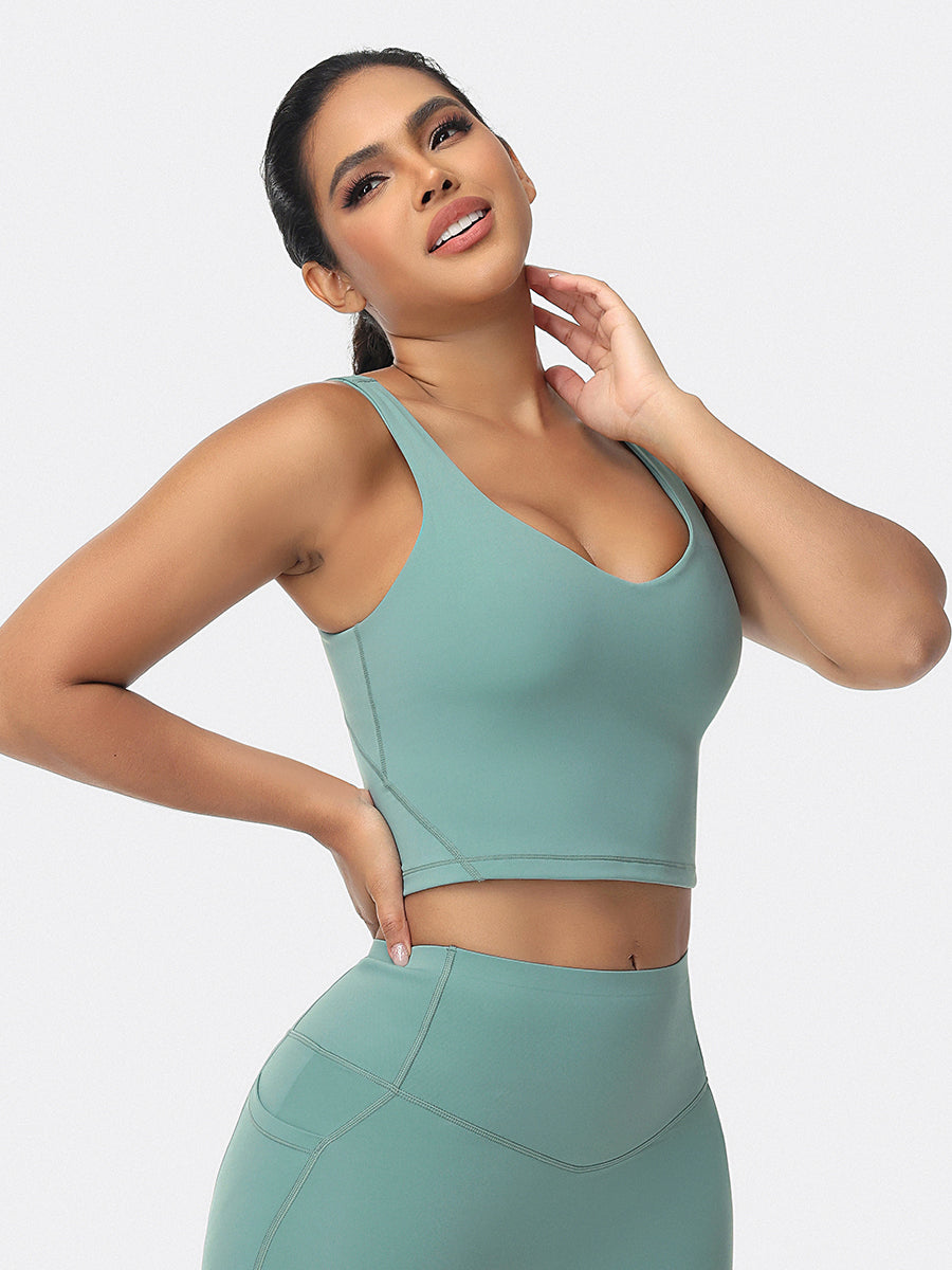 longline sports bra green