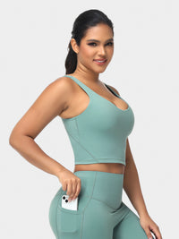 longline sports bra green
