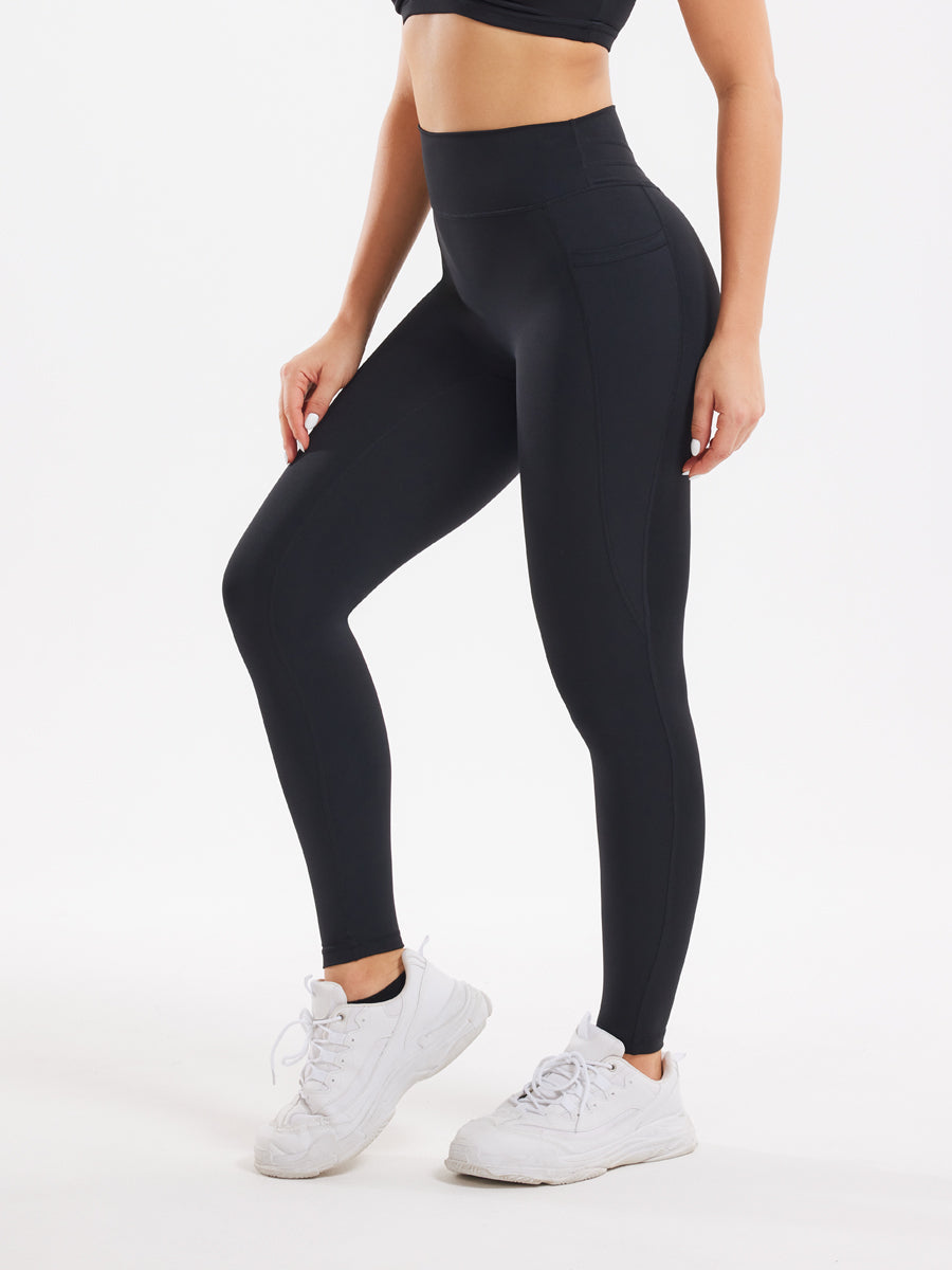 High Waist Pocket Leggings - Black