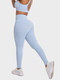 High Waist Pocket Leggings - Blue