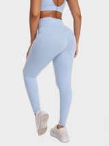 High Waist Pocket Leggings - Blue