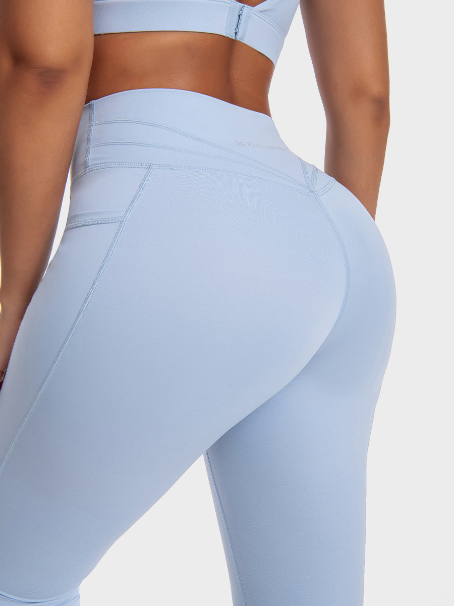 High Waist Pocket Leggings - Blue