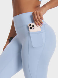 High Waist Pocket Leggings - Blue