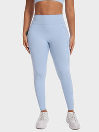 High Waist Pocket Leggings - Blue