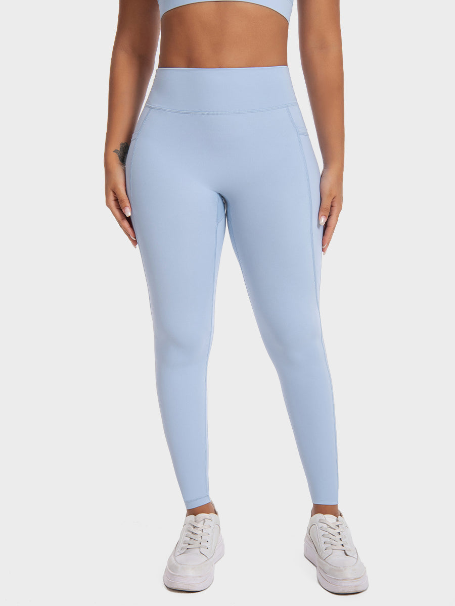 High Waist Pocket Leggings - Blue