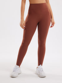 High Waist Pocket Leggings - Brown