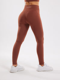 High Waist Pocket Leggings - Brown