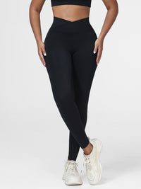 Plain Crossover High-Rise Leggings
