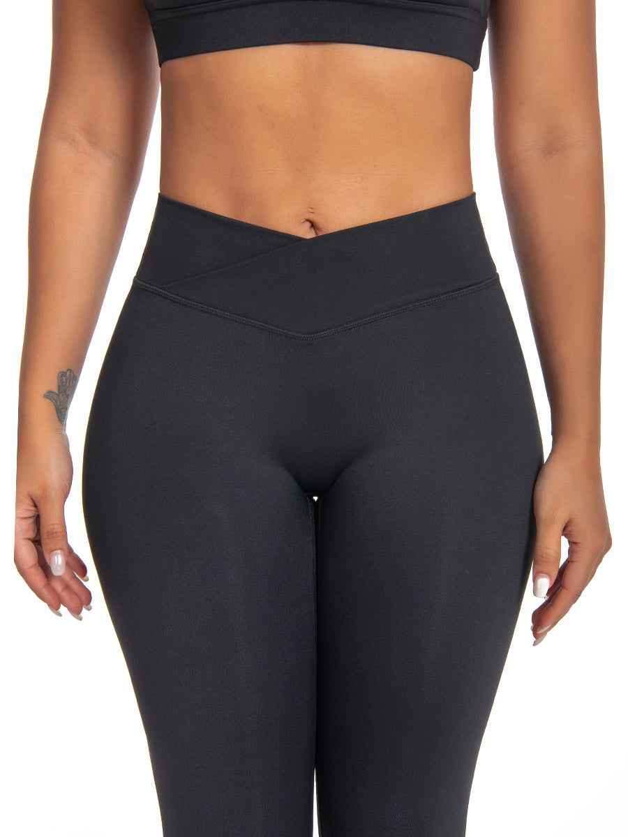 Wowen's High Waisted Leggings - Crossover, Black