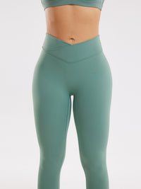 Wowen's High Waisted Leggings - Crossover, Green