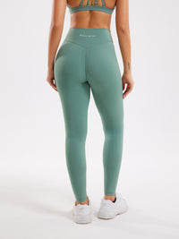Wowen's High Waisted Leggings - Crossover, Green