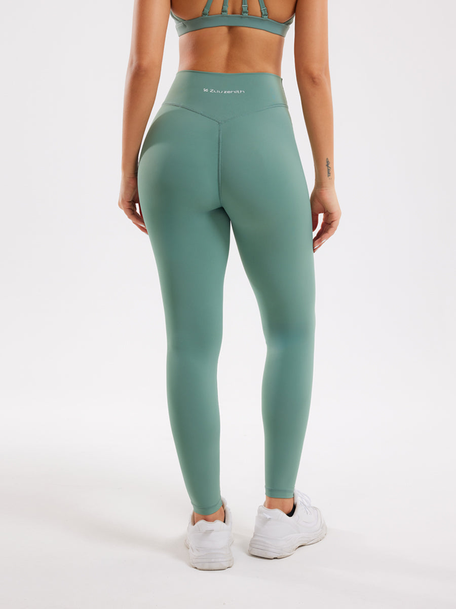 Wowen's High Waisted Leggings - Crossover, Green