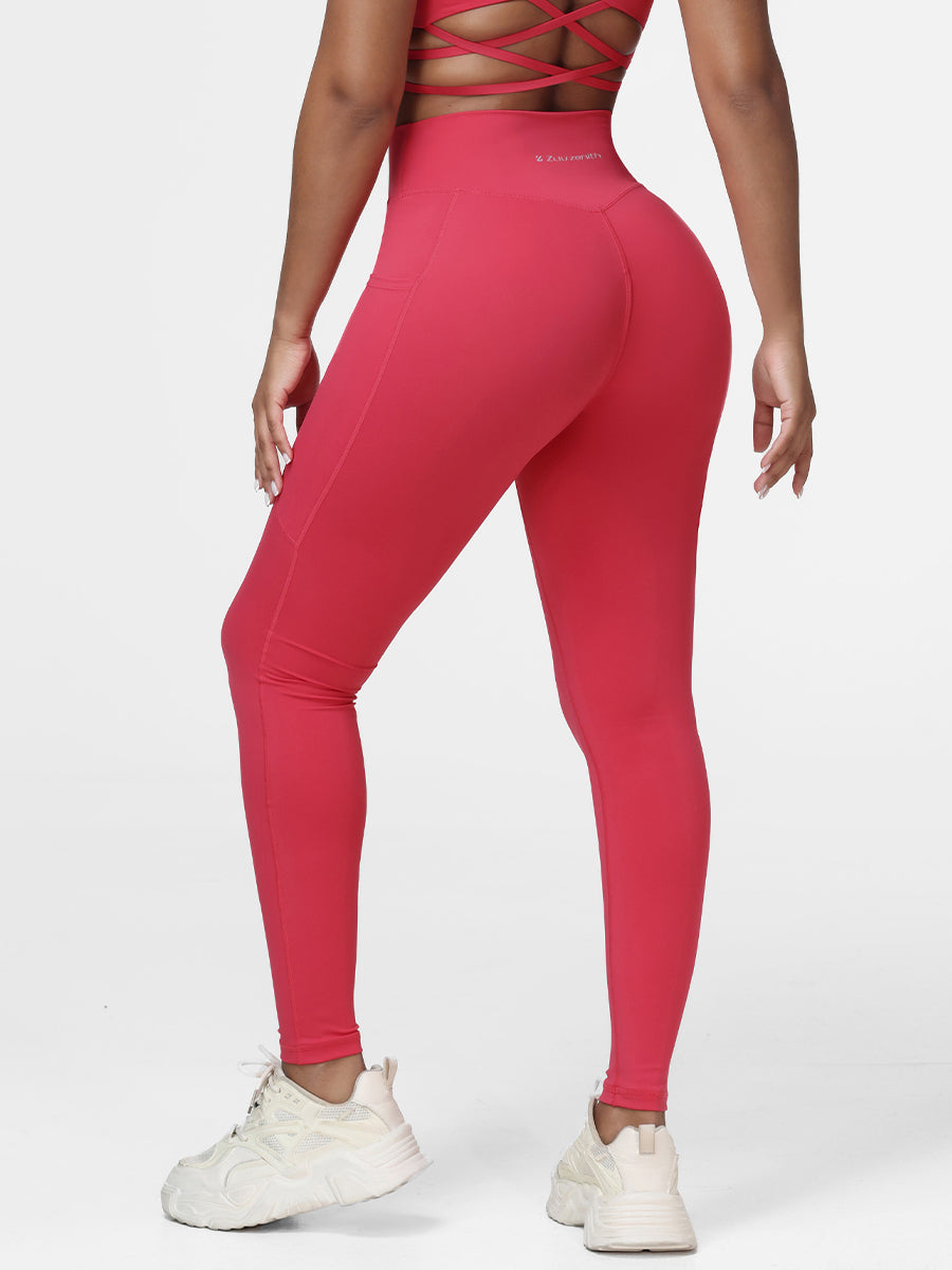 red high waist gym tights