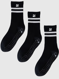 3 Pairs Non-Slip Grip Socks for Yoga Pilates Gym & Everyday Wear