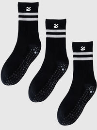 3 Pairs Non-Slip Grip Socks for Yoga Pilates Gym & Everyday Wear
