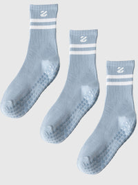 3 Pairs Non-Slip Grip Socks for Yoga Pilates Gym & Everyday Wear