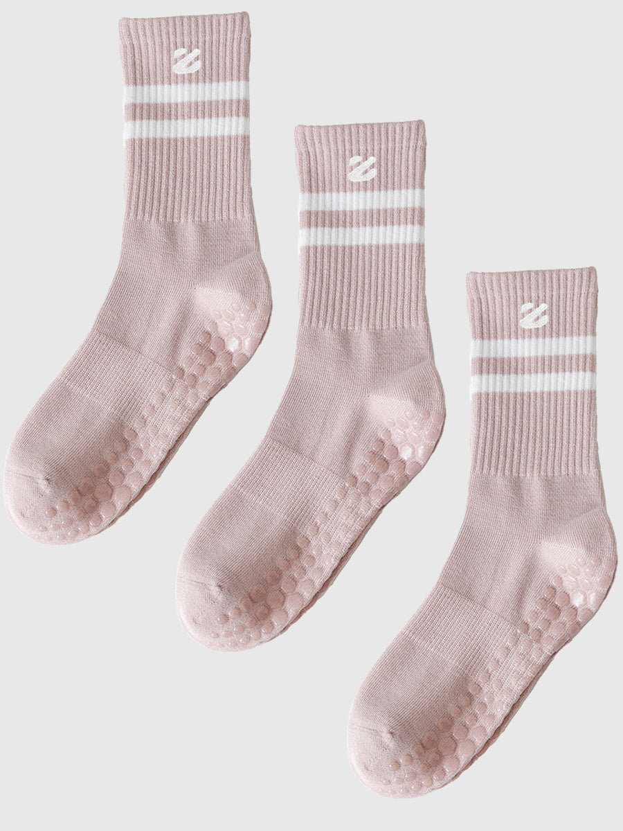 3 Pairs Non-Slip Grip Socks for Yoga Pilates Gym & Everyday Wear